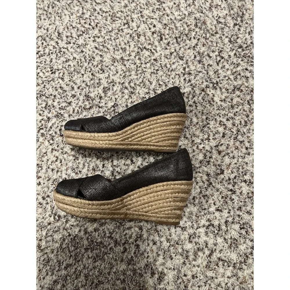 Tory Burch Filipe Espadrille Wedge Sandals Metallic‎ Gray Size 9B 3